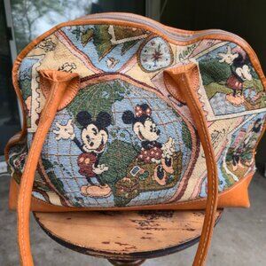 Vintage 1995 Walt Disney Gallery Mickey World Travelers Tapestry Tote